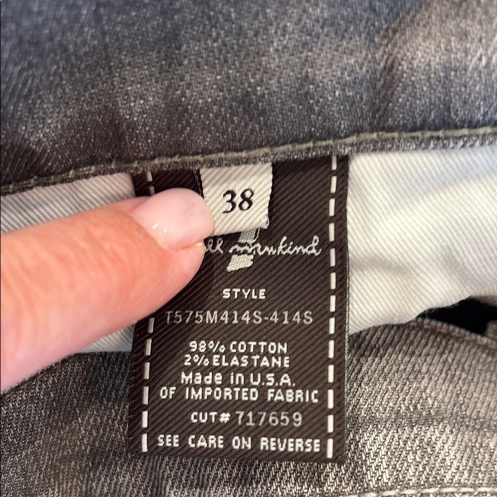 7 For All Mankind Gray Straight Jeans with Textured Finish - Picture 8 of 9